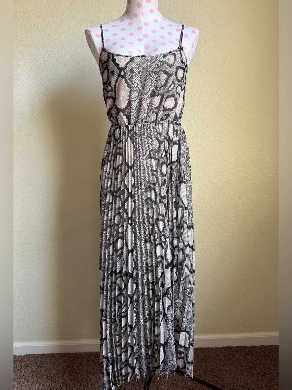 AllSaints Snake-Print Spaghetti Strap Maxi Dress